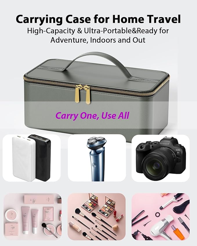 Hair Dryer with Carry Case, 160000 RPM Professional High-Speed Ionic Blow Dryer 200 Millions Negative Ionic & 3 Speeds & 3 Temps & Low Noise, Hairdryer with Diffuser for Faster Drying, Gray