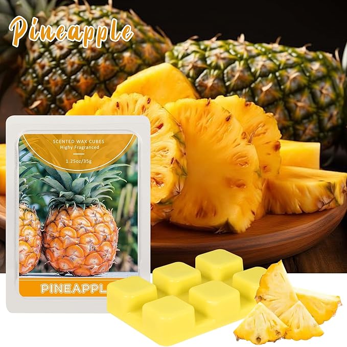 SCENTORINI Wax Melts, Pineapple Fragrance, Wax Melts Wax Cubes, Natural Soy Wax, 4 Pack, for Candle Making, Wax Warmer