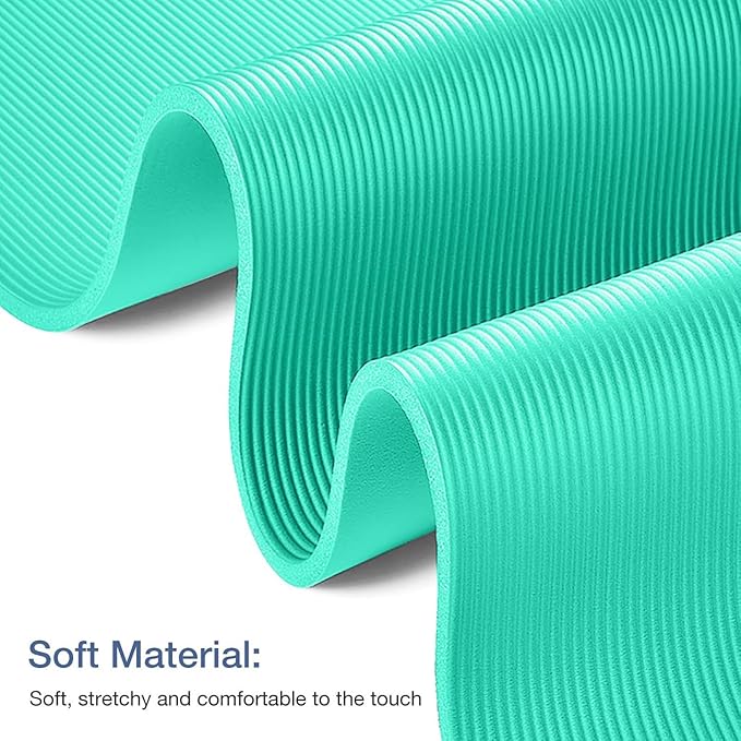 Yoga Mat Non Slip NBR Thick Yoga Mat, 72"L x 32"/24"W x 0.6"/0.4"TH (185cm x 80cm/61cm x 15mm/10mm), Anti-Tear Exercise Mat with Carrying Strap and Bag, Workout Mats for Yoga, Pilates, Floor Exercises