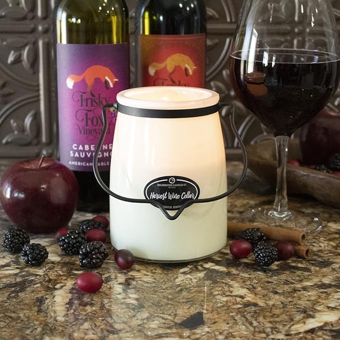 Milkhouse Candle Company - Harvest Wine Cellar - Creamery Collection - 22oz Single Cotton Wick Soy Candles with Beeswax - Long Burn Time, Made in The USA - Non Toxic, Premium Scented Candles