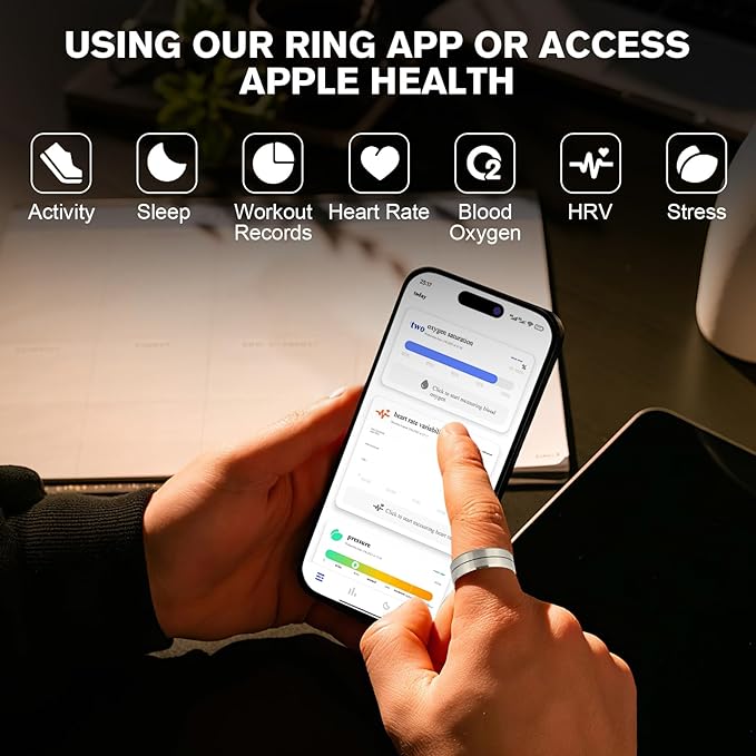 KppeX Smart Health Ring X1 Kit-Sleep Tracking Wearable - Heart Rate - Fitness Tracker - Up to 5 Days of Battery Life-IP68 Waterproof-No Subscription Fee for iOS and Android-10# Steel Color