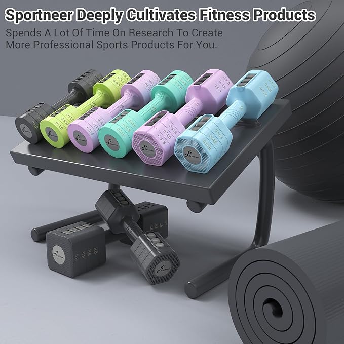 Adjustable Dumbbells Hand Weights Set: Sportneer 5 in 1 Weight Adjustment 10 LB Dumbbells Set of 2 Free Weights Fast Adjust Dumbbell Weight Set for Women Men Home Gym Exercise Workout Strength