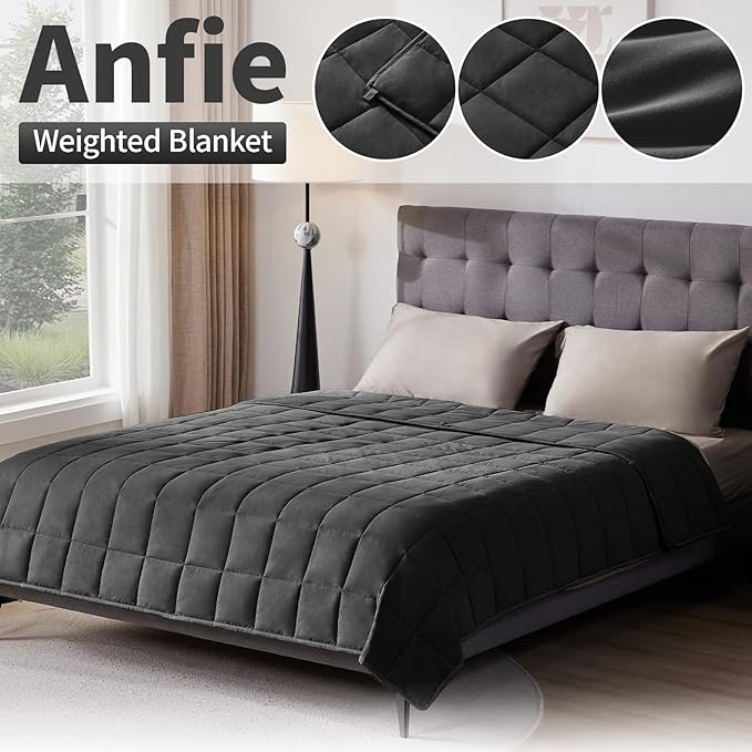 Weighted Blanket Queen Size (60"x80" 17lbs),Ultra Soft and Cozy Cooling Weighted Blanket Queen Size for Adult,Heavy Blanket with Machine Washable Soft Blanket, Black