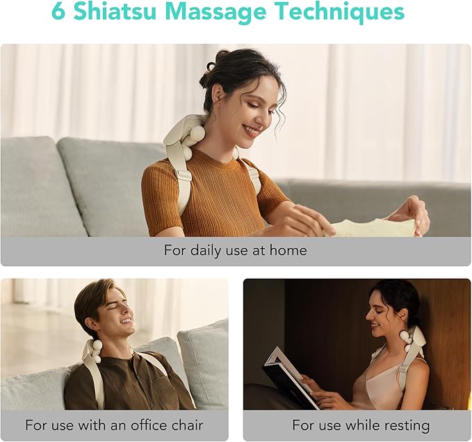 SKG Neck Massager for Pain Relief Deep Tissue Shiatsu Neck and Shoulder Massger with Heat Cordless Neck Massager HS500