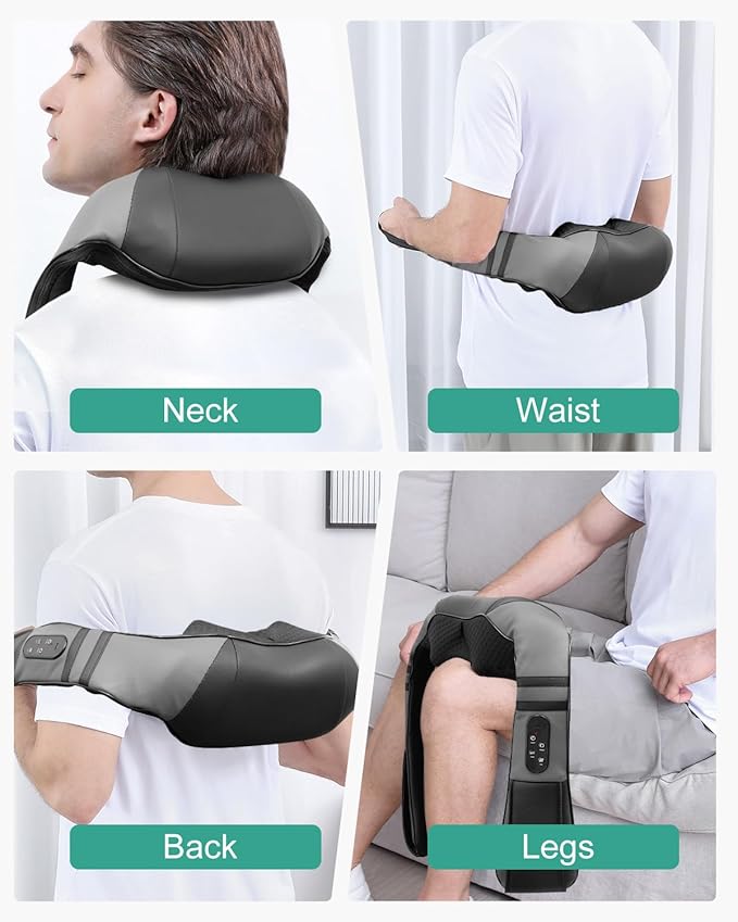 Medcursor Neck Massager with Heat for Pain Relief Deep Tissue, Rechargeable, Shiatsu Neck and Shoulder Massager, Ideal Gifts for Men, Women, Mom & Dad