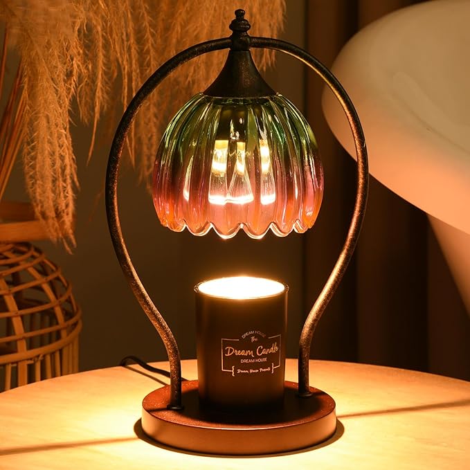 Electric Candle Warmer Lamp with Timer:Scented Candle Warmer Dimmable Lamp with 2 Bulbs, Christmas Gifts for Mom Women, House Warming Gifts New Home Decor for Bedroom Living Room