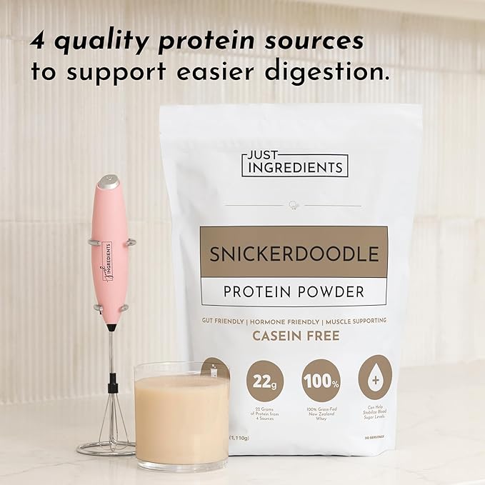 JUST INGREDIENTS Snickerdoodle Protein Powder – 30-Serving Blend with 100% Grass-Fed Whey & Organic Plant Proteins – Cinnamon & Vanilla Flavor – Supports Muscle Recovery, Energy*