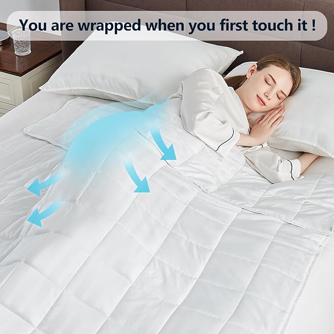Weighted Blanket Queen Size (60"x80" 25lbs),Ultra Soft and Cozy Cooling Weighted Blanket Queen Size for Adult,Heavy Blanket with Machine Washable Soft Blanket, White