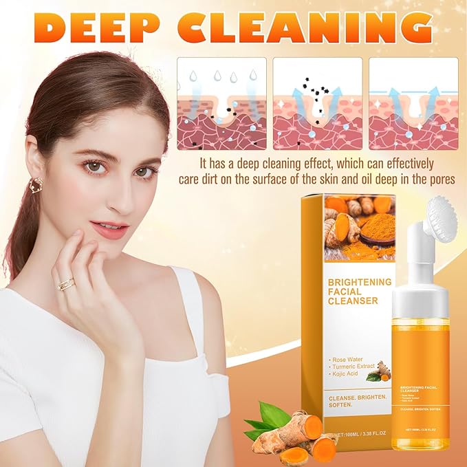 2pcs Turmeric Facial Cleanser, Turmeric Facial Wash, Turmeric Foaming Cleanser for All Skin