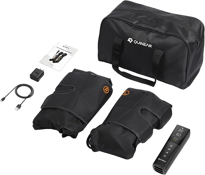 QUINEAR Advanced Cordless Full Leg Air Compression Massage, Leg and Foot Massager with Wireless Remote, Foot Calf & Thigh Massager for Swollen Legs, Rechargeable & Portable for All-Day Relief