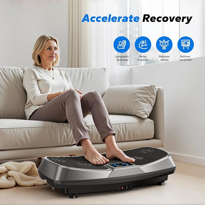 MERACH Vibration Plate Exercise Machine, 3D & 4D Vibration Plate for Lymphatic Drainage Weight Loss with 2 Tension Ropes, Whole Body Vibration Platform for Women Men, Exercise Equipment for Home