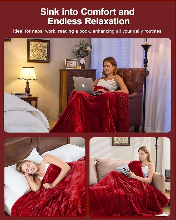 Super Fuzzy Soft Sherpa Fleece Weighted Blanket, 15 lbs Dual Sided Fluffy Heavy Weighted Blankets for Adults - No Bunching with Double Layers of Soft Inner Lining (48"x 72", 15 Pounds)
