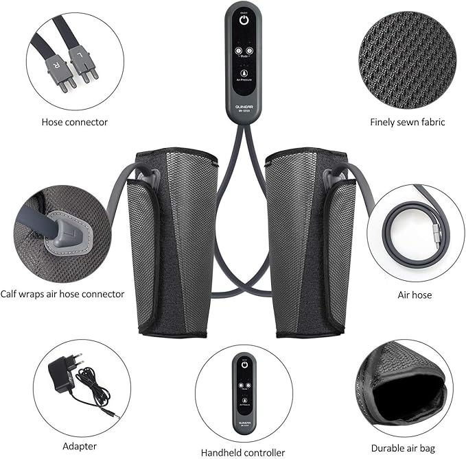 QUINEAR Air Compression Leg Massager for Circulation & Pain Relief, Calf Massagers with 2 Modes & 3 Intensities, Sequential Compression Device (SCD) for RLS, Edema, FSA-HSA - Ideal Gift