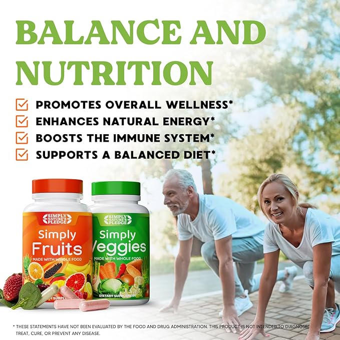 Simply Nature's Pledge - Packed with Over 40 Different Fruits & Vegetables - Made with Whole Food Superfoods - with Aloe Vera – 100% Soy Free - 90 Count (Pack of 2)