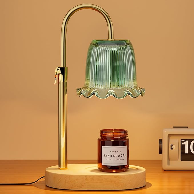 Candle Warmer Lamp with Timer Adjustable Height Candle Lamp Warmer 4 Level Dimmer Electric Wax Melt Warmer Vintage Home Decor for Scented Jar Candles House Warming & Birthday Gifts for Women