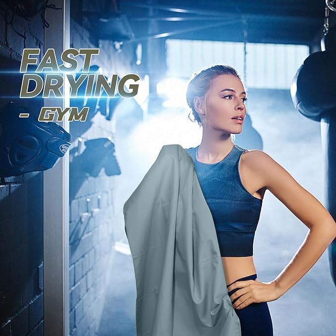 Microfiber Beach Towel-Perfect for Travel, Sports, Camping, Swimming, Yoga, Gym- Quick Dry, Sand Free, Compact, Lightweight, Absorbent (Grey,Small(101x50cm, 40x20”))