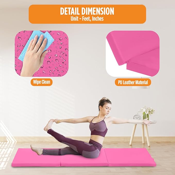 Gymnastics Mats Foldable Tumbling Mats Portable Gymnastics Exercise Mat 2'x6'/2.5'x6.4'/4'x6'/4'x8'/4'x10'/ Gymnastics Tumbling Mats Pad Home Exercise Panel Mat With Carrying Handles
