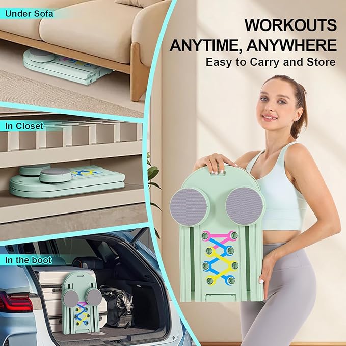 Pilates Reformer Set - Foldable Sliding Reformer, Pilates Board for Home Workout, Portable Abdominal Core Trainer Pilates Reformer Board - Full Body Workout Equipment for Home