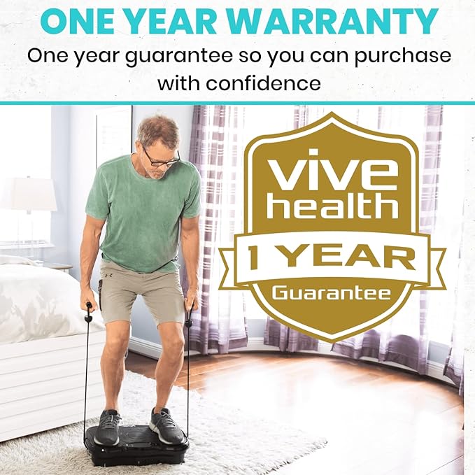 Vive Vibration Plate Exercise Machine - Shake Plate Vibration Platform with Resistance Exercise Bands - Lymphatic Drainage Machine for Shaping, Toning, Wellness, Recovery, and Weight Loss