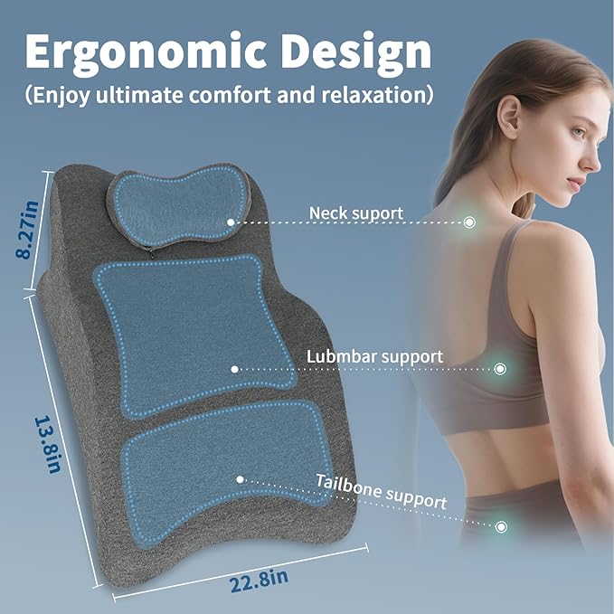 Ergonomic Wedge Prone Pillow,Multi-Functional Bed Pillow,Reading Pillow,Ideal for Bed Breaks,Massage,Reading,Back Support,Sleeping,Anti Snoring, and Leg Pain Relief