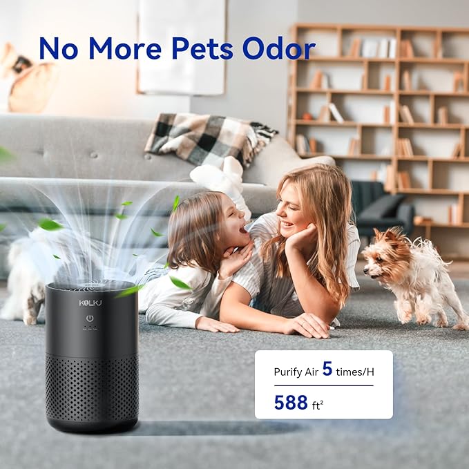 Air Purifiers for Home Bedroom,KQLKJ H13 True HEPA Air Purifier with Fragrance Sponge for Better Sleep, Pollen, Smoke, Dusts, Pets Dander, Odor, Small Air purifier for Office,Dorm Room(Black)