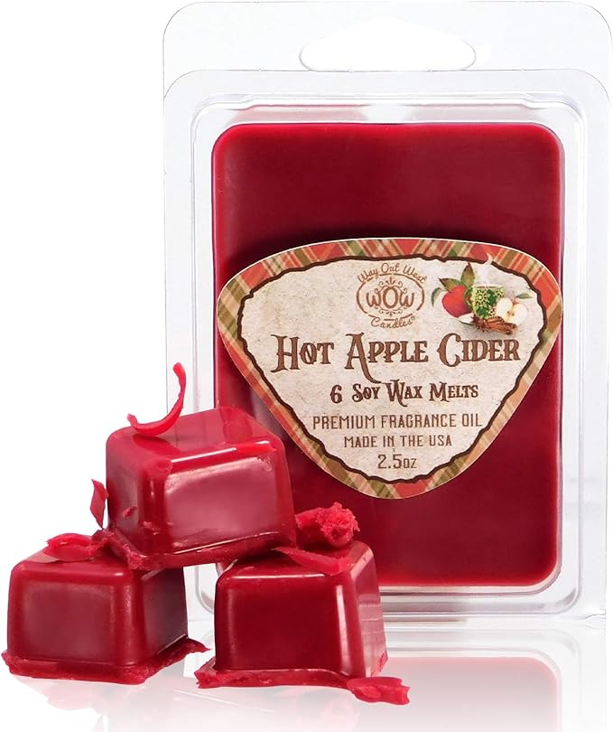 Scented Wax Melts for Wax Warmers - Highly Fragrant Air Freshener - 4 Pack Set of 6 Melt Cubes - Made in USA by Way Out West Candles (4, Hot Apple Cider)