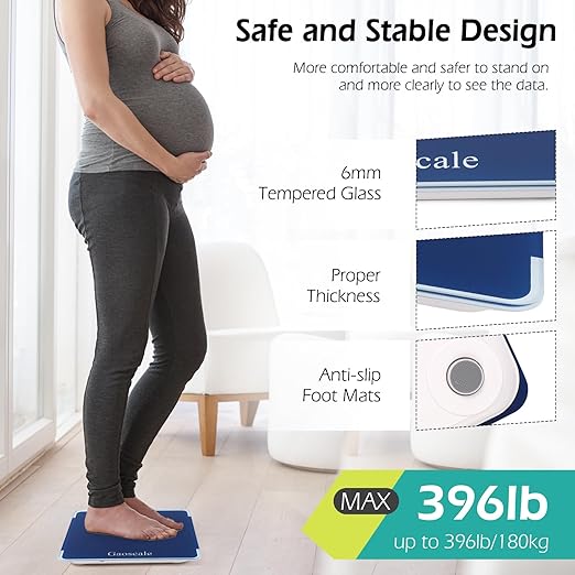 Blue Digital Scales for Body Weight,Highly Accurate Gaoscale Weighing Scale for Body Weight,Weight Scales Bathroom,Weight Scale with Sturdy Tempered Glass,LCD Backlit Display,180kg/396lb