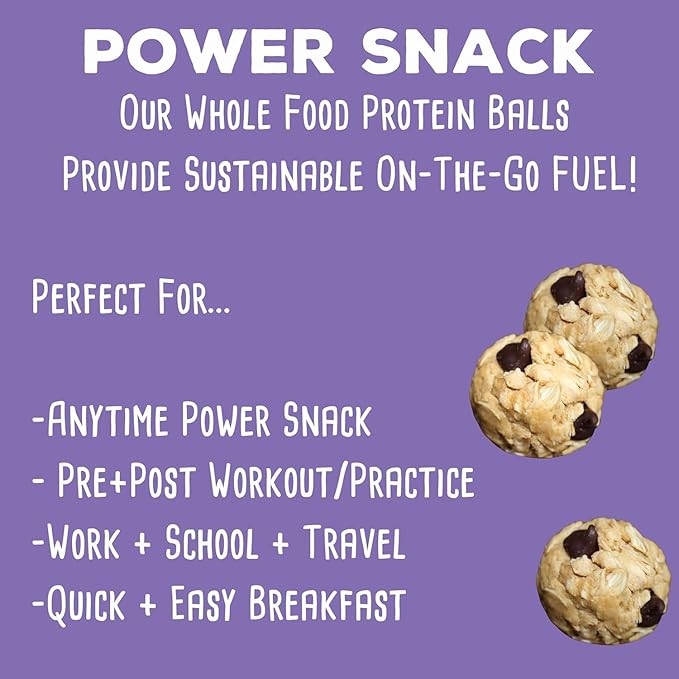 simplyFUEL Whole Food Protein Balls with Probiotics - Chocolate Chip Cookie Dough Snacks - Protein Snack - Gluten Free Energy Balls (24 Packs)