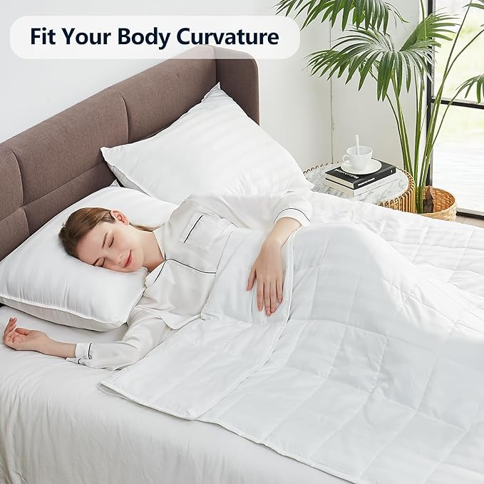 Weighted Blanket Queen Size (60"x80" 25lbs),Ultra Soft and Cozy Cooling Weighted Blanket Queen Size for Adult,Heavy Blanket with Machine Washable Soft Blanket, White