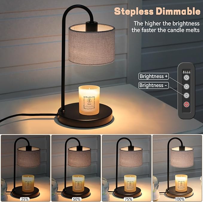 Candle Warmer Lamp with Timer, Dimmable Candle Wax Warmer Electric Candle Lamp for Scented Candles with 2 Bulbs, House Warming Gifts Brithday Gifts for Women Bedroom Home Decor - Gray