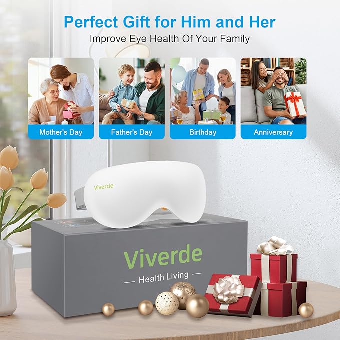 Eye Massager with Heat and Cooling Therapy, Vibration & Bluetooth Music – 4 Adjustable Modes for Eye Fatigue Relief and Relaxation – Rechargeable, Portable, 2400mAh Battery