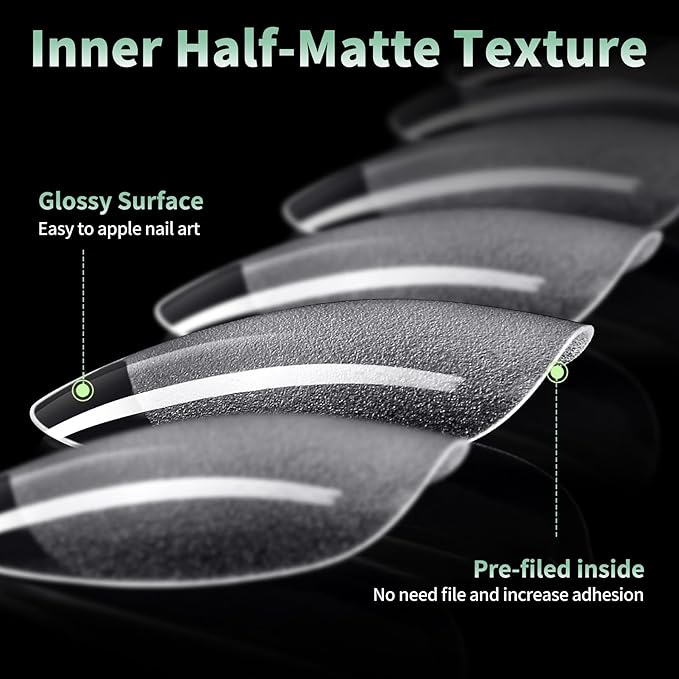 Medium Round Oval Nail Tips, 216pcs Acrylic Fake Nails Gel Nail Tips Soft, Full Cover Pre-Shaped Matte Clear Press on Nails for Extension, Diy at Home Manicure 12 Sizes