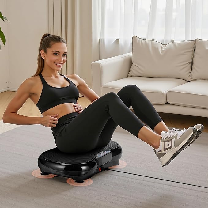 VEVOR Vibration Plate Exercise Machine, Whole Body Shaker for Lymphatic Drainage and Weight Loss, Home Workout Gym Fitness Equipment with 2 Resistance Bands, Vibrating Platform for Women Men