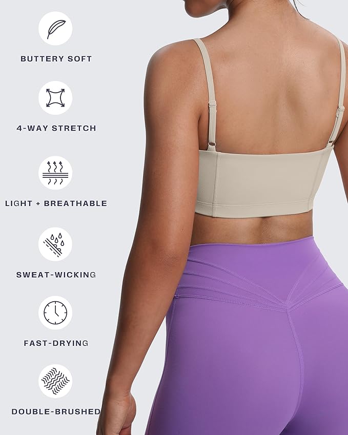 Aoxjox Women's Workout Bandeau Bras Training Fitness Running Yoga Crop Tank