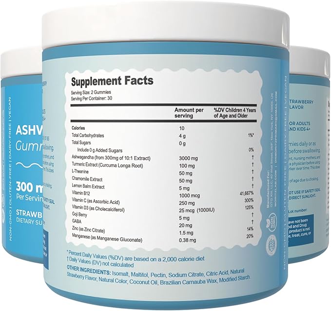 DR. MORITZ Ashwagandha Gummies for Calm, Relaxation, and Immune Support - Ashwagandha for Women and Men - with L-Theanine - Sugar Free and Non-GMO (120 Count)