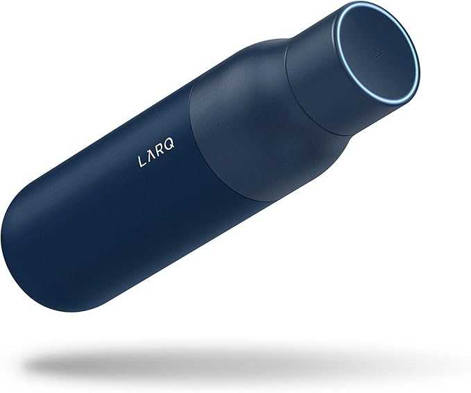 LARQ Bottle PureVis 17 oz - Self-Cleaning and Insulated Stainless Steel Water Bottle with UV Water Purifier and Award-winning Design | Reusable & Travel Friendly, Monaco Blue