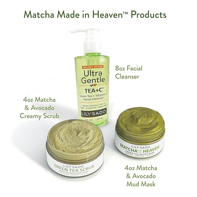 LILY SADO TEA+Cโข Green Tea & Vitamin C Face Cleanser โ Natural Vegan Antioxidant Daily Face Wash with Aloe, Rosehip, Meadowfoam - Gentle Deep Cleansing for Acne, Blackheads, Blemishes. 8 oz