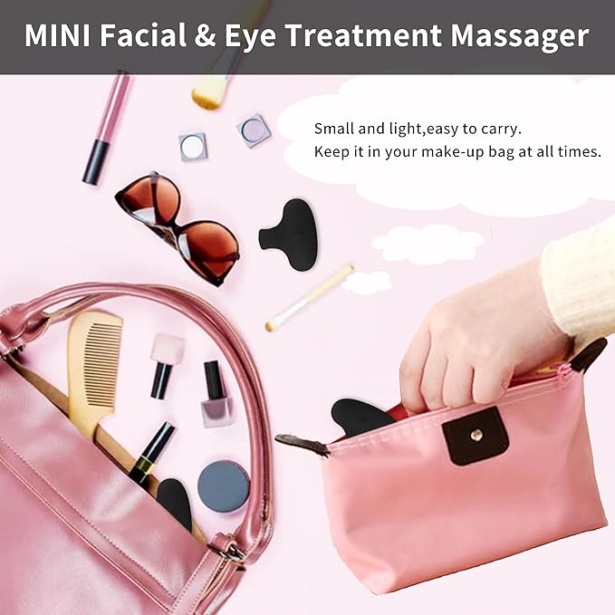 Facial Mini Massage Ball, Handhold Portable Quiet Waterproof USB Rechargeable Powerful Multifunctional Vibrating Travel Pocket Face Eye Finger Joint and Neck Jaw Massager - Black