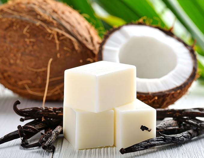 Vanilla Coconut Strongly Scented Hand Poured Vegan Wax Melts, 12 Scented Wax Cubes, 6.4 Ounces in 2 x 6-Packs