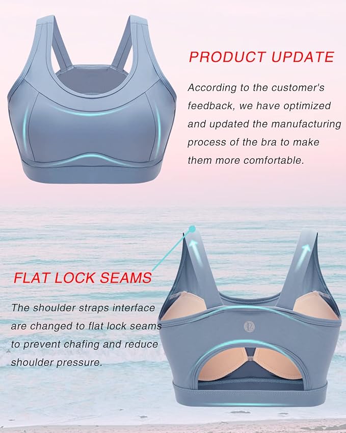 RUNNING GIRL High Impact Sports Bras for Women,Racerback Running Bra Workout Crop Tank Tops Longline Sports Bra Push up