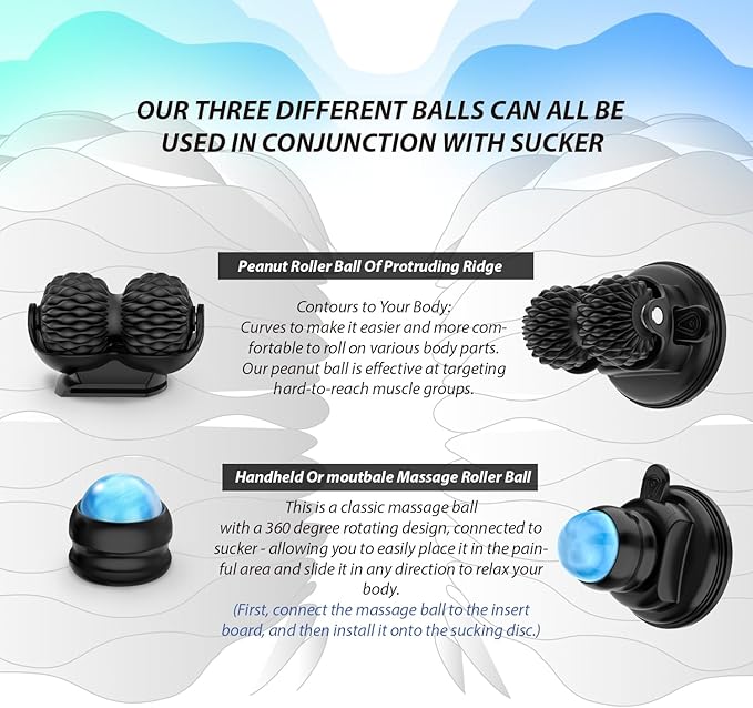 Massage Ball Roller 2 in 1 Wall Mounted Massager for Deep Tissue, Myofascial Release, Knots, Pain Relief,Trigger Point,Lymphatic Drainage for Full Body