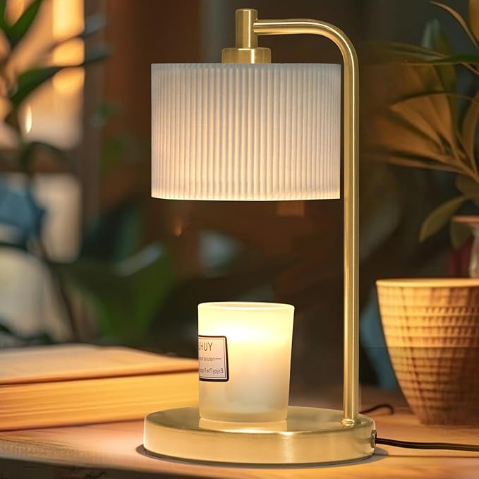 Candle Warmer Lamp with Timer, Dimmable Candle Wax Warmer Electric Candle Lamp for Scented Candles with Bulbs, House Warming Gifts Brithday Gifts Home Decor(Gold)