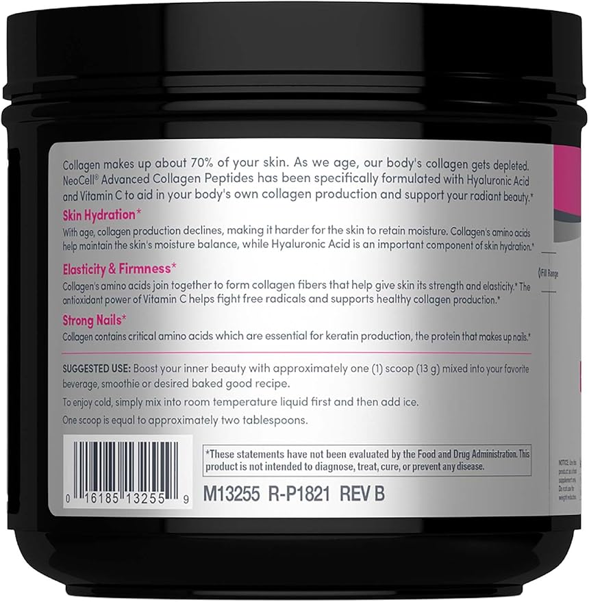 NeoCell Super Collagen Peptides | 13.7 oz | Grassfed Bovine | With Hyaluronic Acid and Vitamin C | Non-GMO, Gluten & Soy Free Supplement