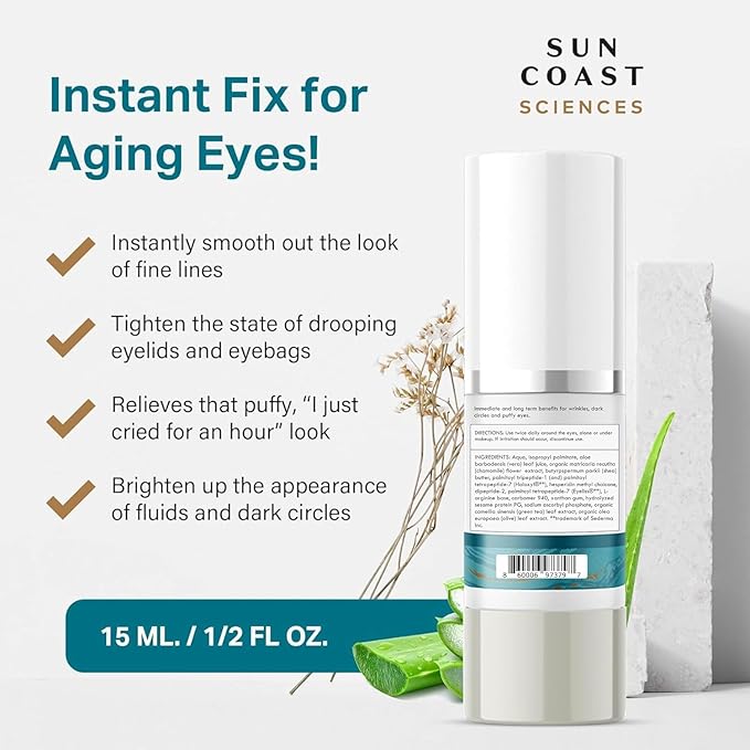 Sun Coast Sciences - Complete Eye Serum by Dr. Mark Rosenberg for Wrinkle Reduction, Dark Spot Fading, and Under-Eye Bags Treatment (Pack of 2)