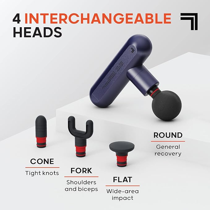 Sharper Image Powerboost Move - Mini Percussion Massage Gun| 4 Attachments, 4 Speeds, FSA Eligible| Full Body Back & Shoulder Massager| Deep Tissue Muscle Recovery| Portable Pain Relief Massage Tool