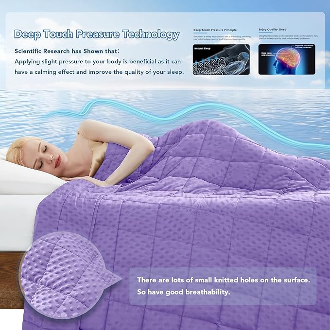 Topcee Weighted Blanket King Size (20lbs 80"x87"), Minky Dots Heavy Blanket for Woman, Man Sleeping, Soft, Cozy and Cooling Weighted Throw Blankets, Machine Washable, Purple