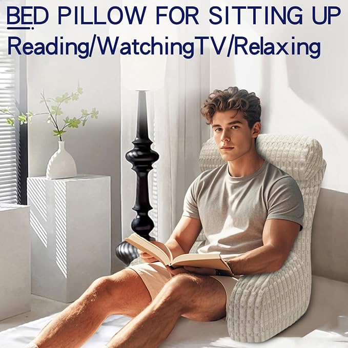Back Pillow for Bed Sitting Up, Reading Pillow, Extra Large Arm Pillows for Adults for Back Support,Bed Pillow for Sitting up for Watching TV/Gaming/Relaxing