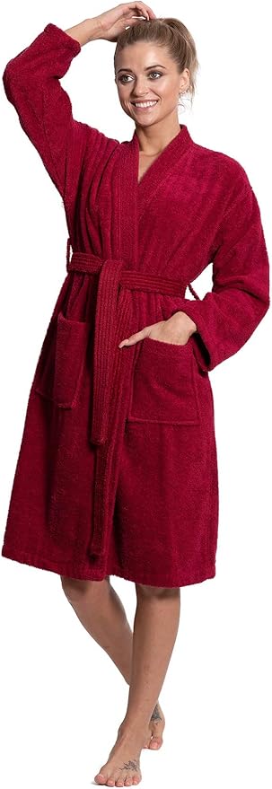Turkuoise Soft & Absorbent Towel Robe, 100% Cotton Turkish Terry Cloth Kimono Bathrobes for Women