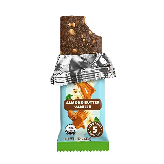 Bearded Brothers, Organic Vegan Protein Energy Bars, Almond Butter Vanilla (12 Pack) - Gluten Free, Paleo, Fiber, Whole 30 | Non GMO Low Glycemic Snacks (Packaging May Vary)