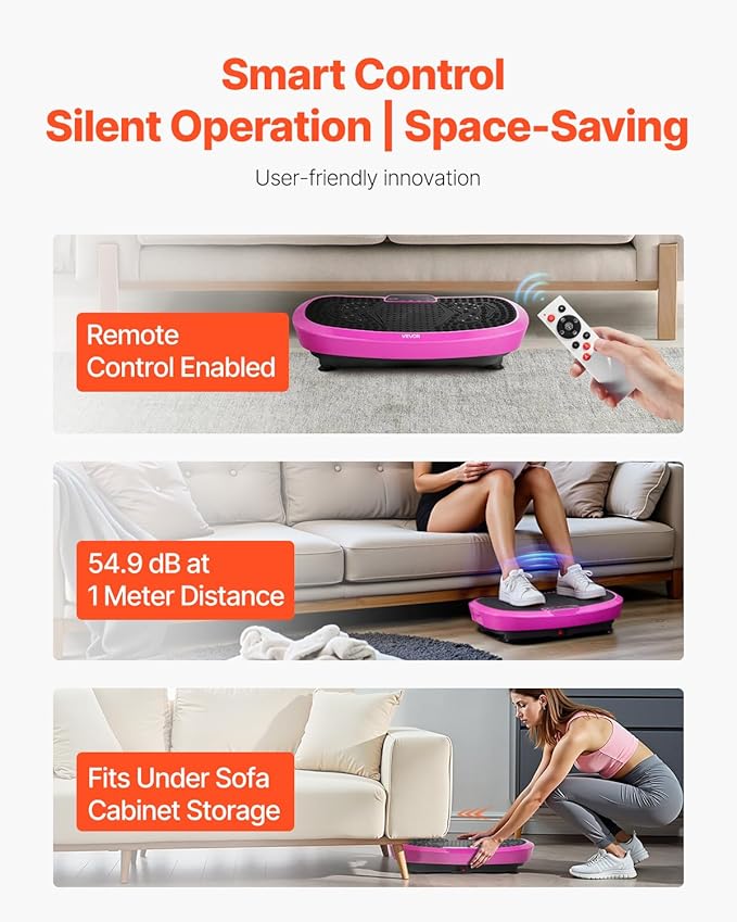 VEVOR Vibration Plate Exercise Machine, Whole Body Shaker for Lymphatic Drainage and Weight Loss, Home Workout Gym Fitness Equipment with 2 Resistance Bands, Vibrating Platform for Women Men